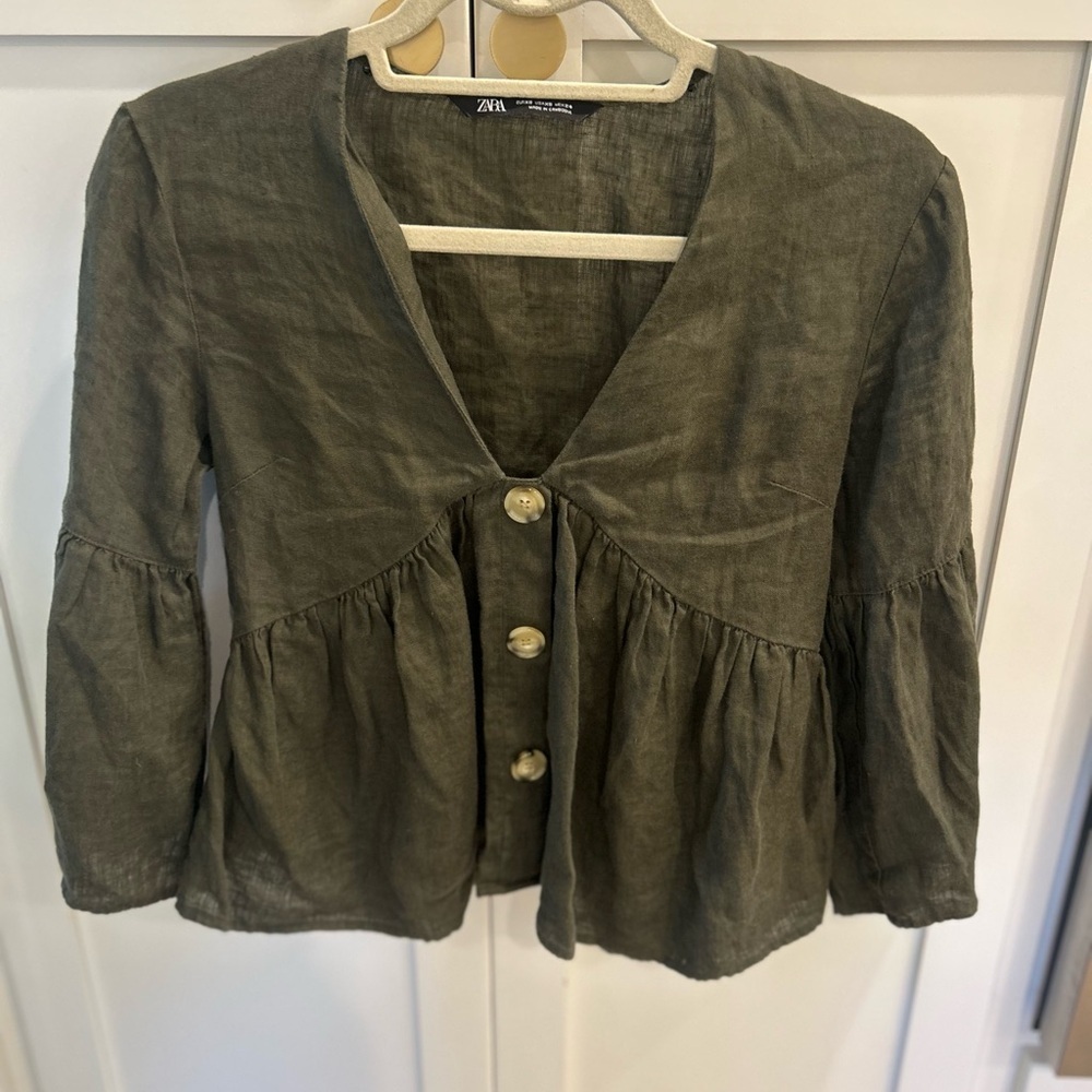 Zara Olive Green Women's Top XS